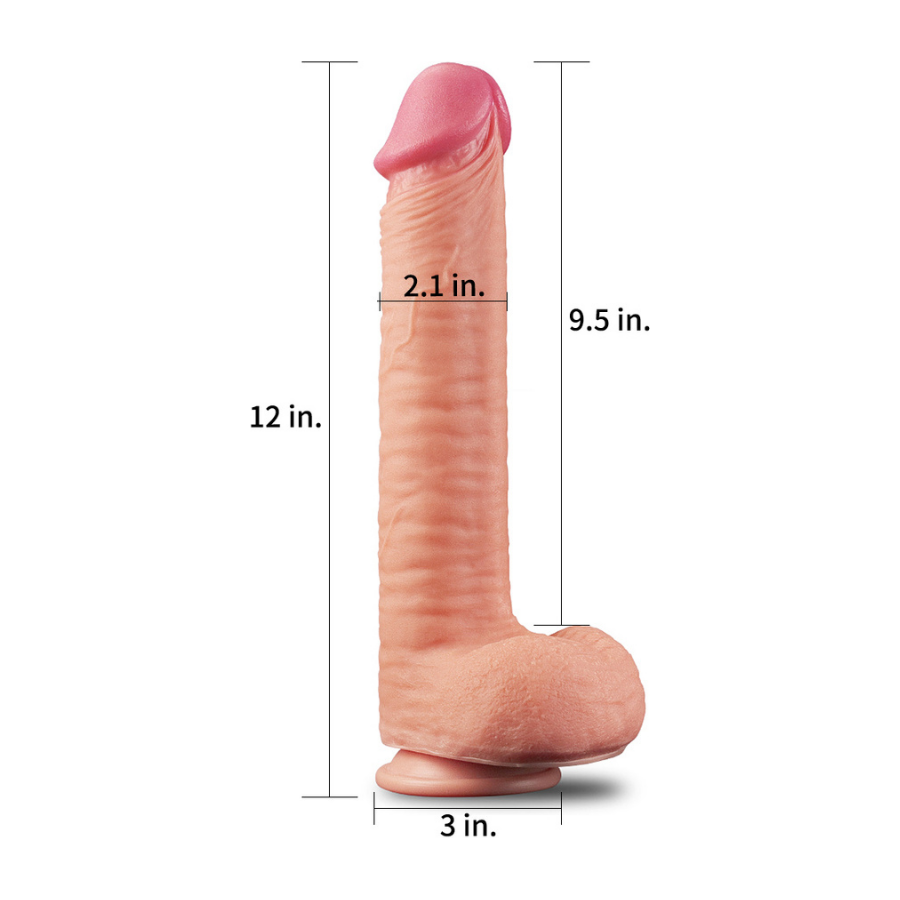 12 İnç Dual Layered Platinum Silicone Cock Dildo