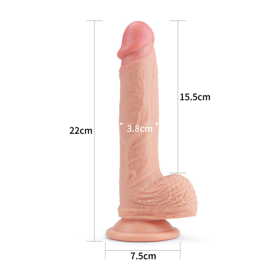 8.5 İnç Dual layered Platinum Silicone Cock Ten Dildo