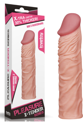Add 2" Pleasure X Tender Penis Sleeve Flesh