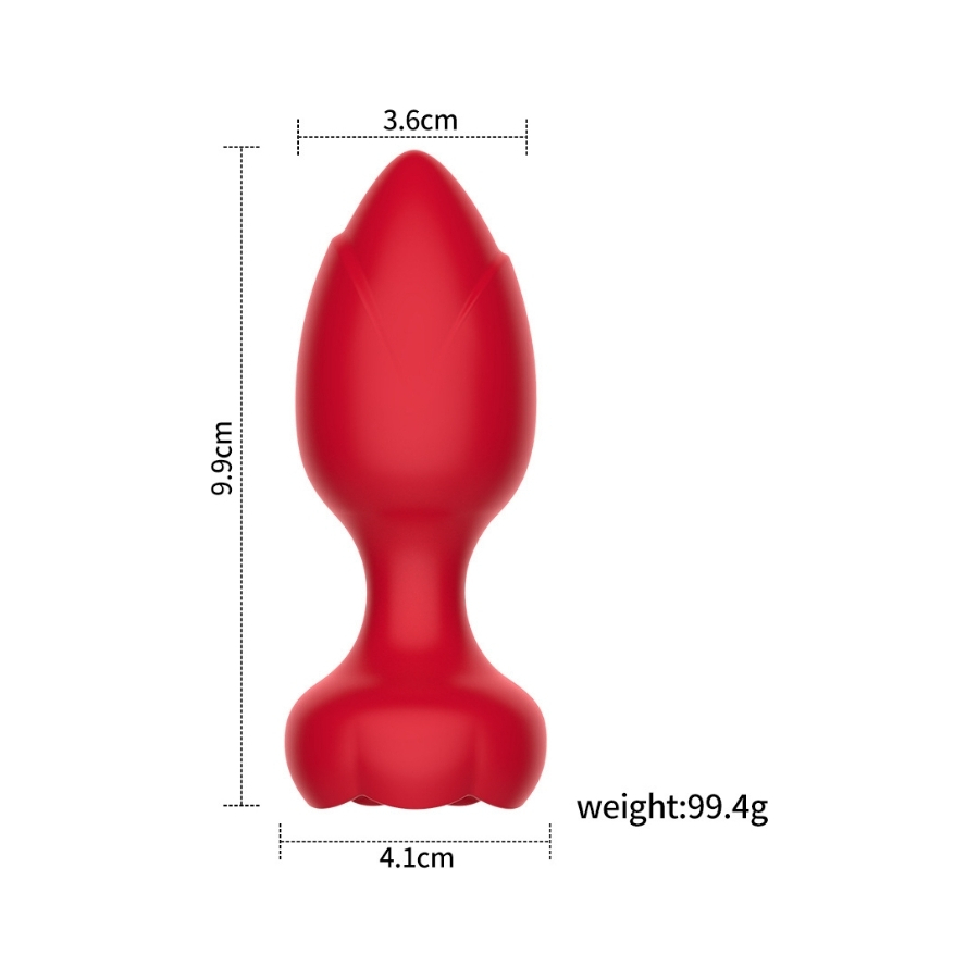 Telefon Kontrollü Full Covered Rubber Rose Anal Plug – Kırmızı