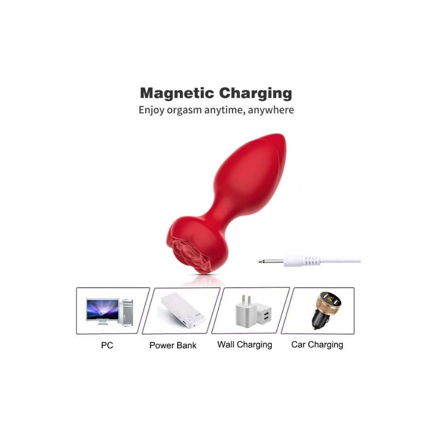 Telefon Kontrollü Full Covered Rubber Rose Anal Plug – Kırmızı