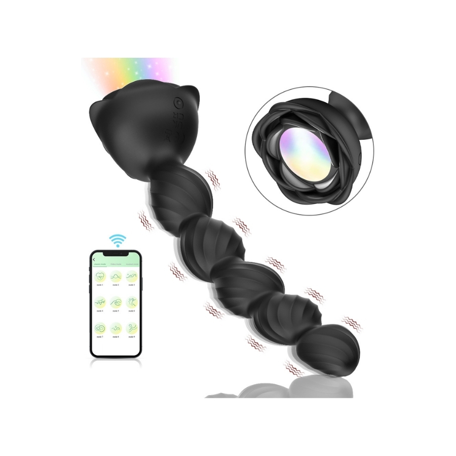Telefon Kontrollü Haley Rose Pulled Beads Anal Plug – Siyah