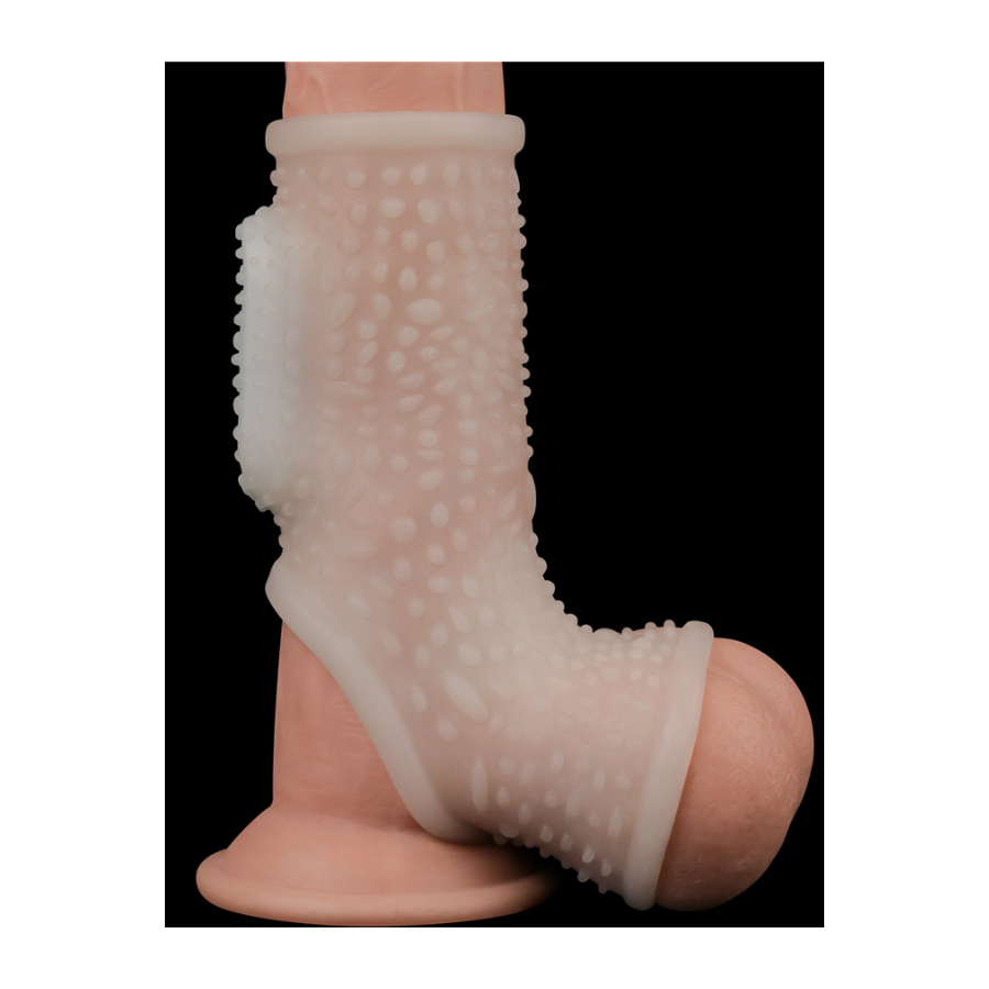 Vibrating Drip Knights Ring with Scrotum Sleeve (Beyaz)