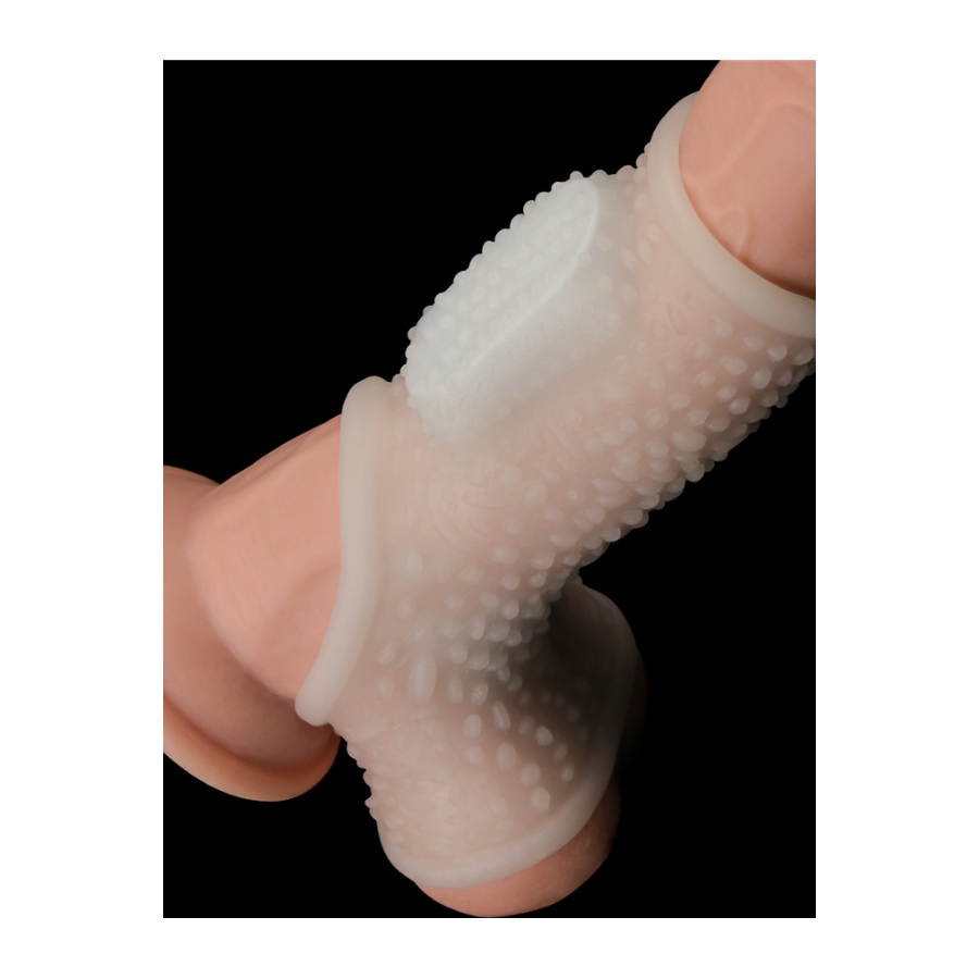 Vibrating Drip Knights Ring with Scrotum Sleeve (Beyaz)