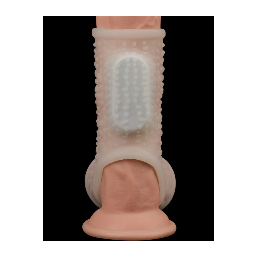 Vibrating Drip Knights Ring with Scrotum Sleeve (Beyaz)