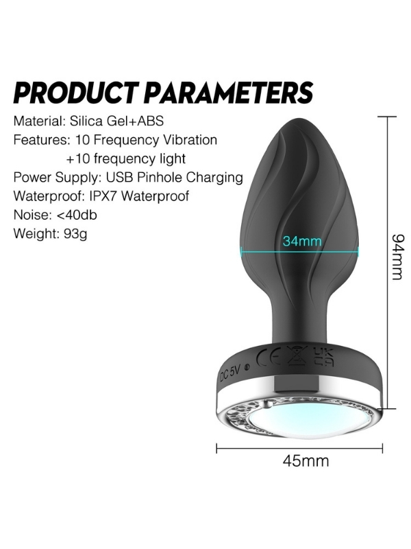 LED Lighted Phone Controlled Vibrating Anal Plug
