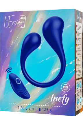 L’Eroina APP Inefy Çok Fonksiyonlu Uygulama ve Kumanda Kontrollü Silikon Vibratör – Mavi, 26,5 cm