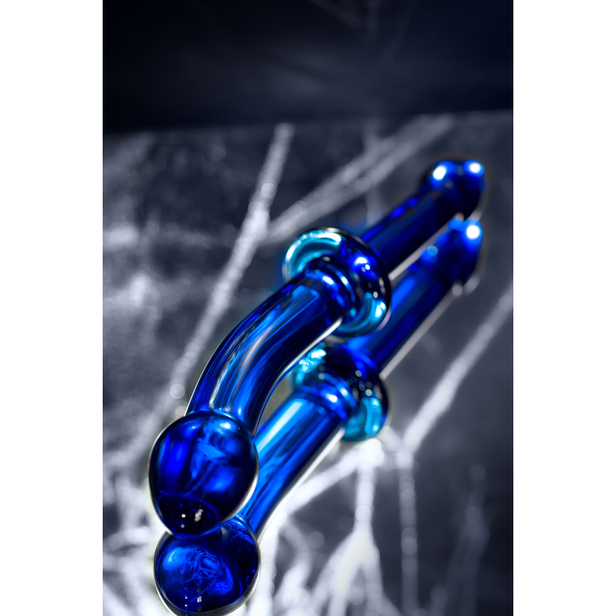 Çift taraflı Sexus Glass, cam dildo, mavi, 25 cm - Görsel 9