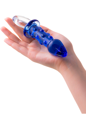 Sexus Glass Cam anal plug, mavi, 16 cm, Ø 3,5 cm