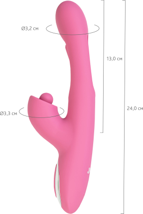 JOS Monti Hareketli Dil ve Uyarıcı Bilye Özellikli Silikon Vibratör – Pembe, 24 cm
