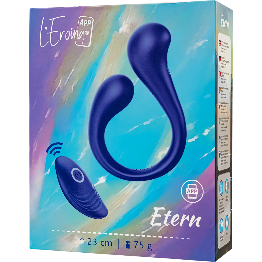 L’Eroina APP Etern Çok Fonksiyonlu Uygulama ve Kumanda Kontrollü Silikon Vibratör – Mavi, 23 cm