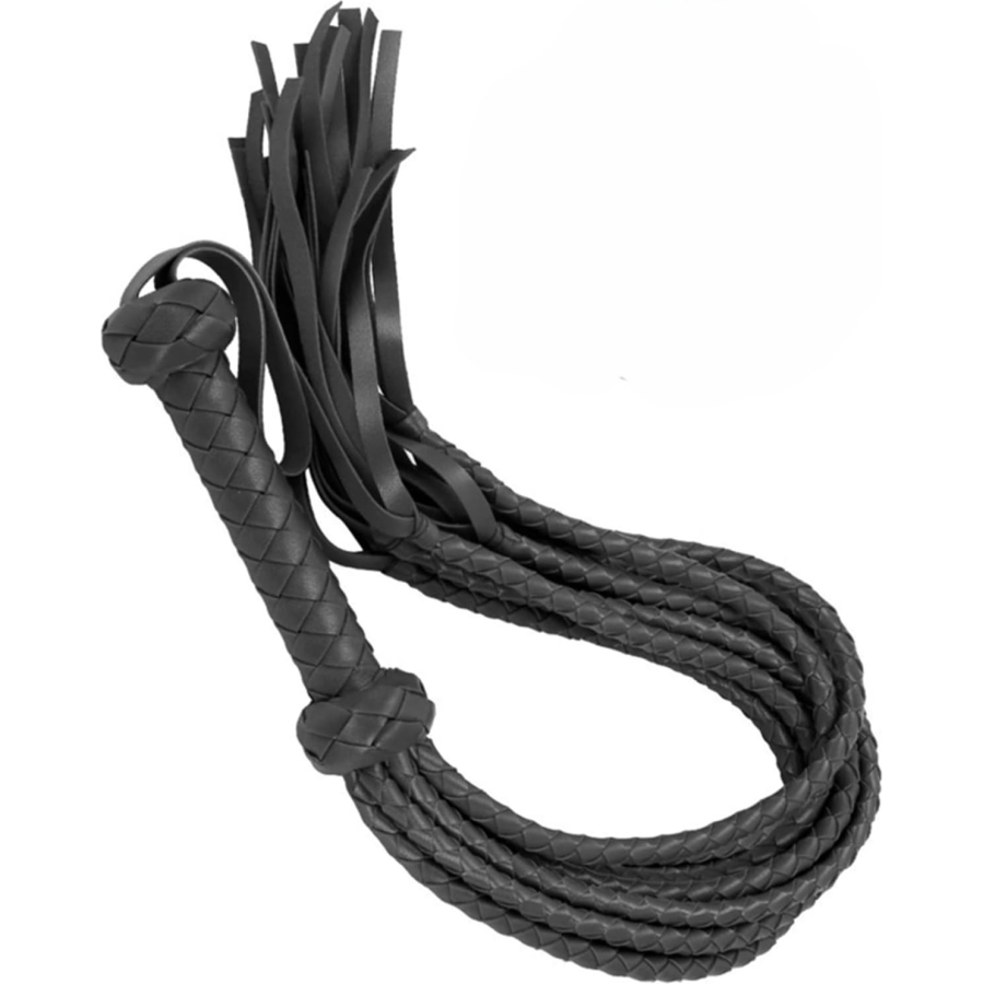Örgü Saçaklı Hakiki Deri Kırbaç & Flogger