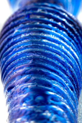Double-sided glass dildo, blue, 17 cm