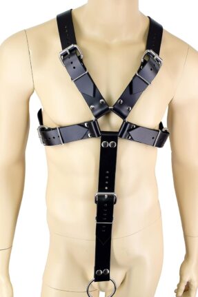 Penis Ring Genuine Leather X-Harness (Image 1)