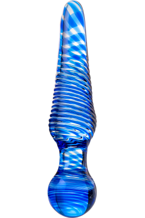 Double-sided glass dildo, blue, 17 cm