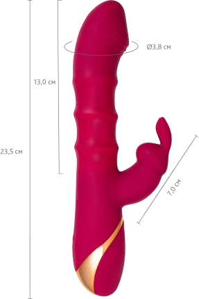 JOS Tenty Hareketli Halkalı Titreşimli Tavşan Vibratör – Bordo, 23,5 cm