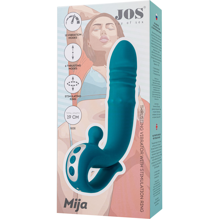 JOS Mija Up&Down Fonksiyonlu ve Uyarıcı Halkalı Silikon Vibratör – Yeşil, 19 cm