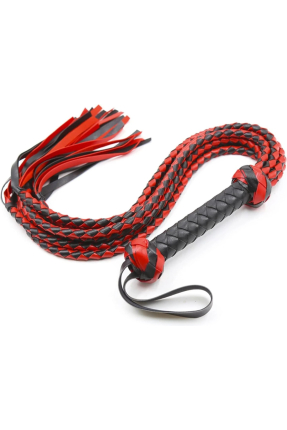 Örgü Saçaklı Hakiki Deri Kırbaç & Flogger