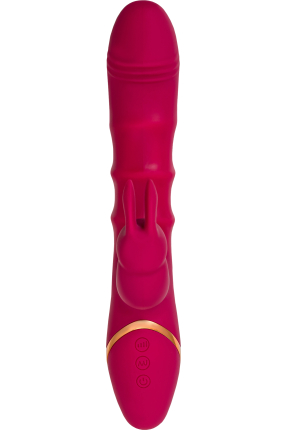 JOS Tenty Hareketli Halkalı Titreşimli Tavşan Vibratör – Bordo, 23,5 cm