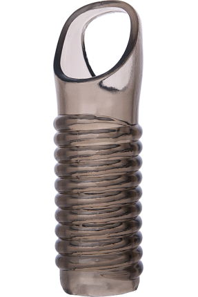 Xlover Penis Sleeve, Size Enhancer, TPE, Black Transparent, 11 cm