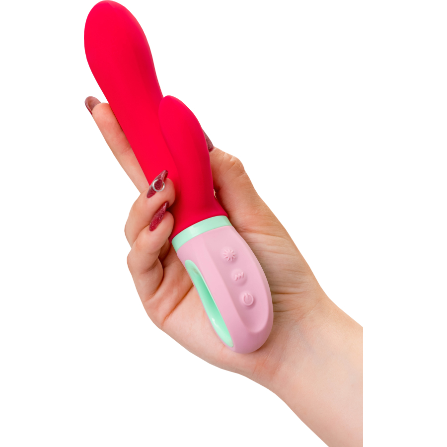 Flovetta Petunia Klitoral Uyarıcılı Silikon Vibratör – Kırmızı, 19 cm - Görsel 7