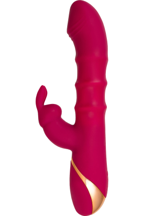 JOS Tenty Hareketli Halkalı Titreşimli Tavşan Vibratör – Bordo, 23,5 cm