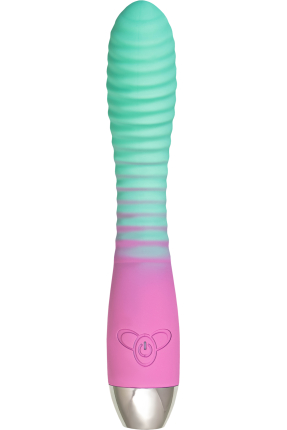 Flovetta Azalia Kavisli Başlıklı Silikon Vibratör – Mint Pembe, 20,5 cm