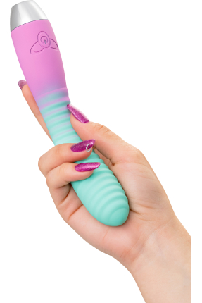 Flovetta Azalia Kavisli Başlıklı Silikon Vibratör – Mint Pembe, 20,5 cm