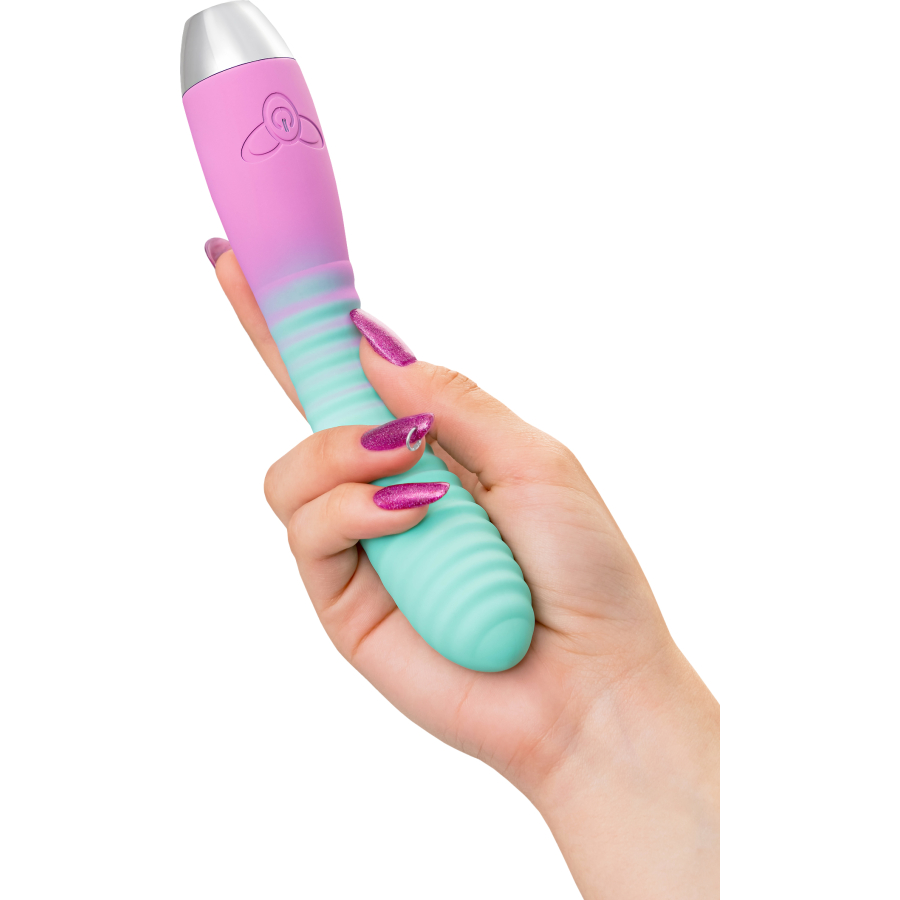 Flovetta Azalia Kavisli Başlıklı Silikon Vibratör – Mint Pembe, 20,5 cm - Görsel 8