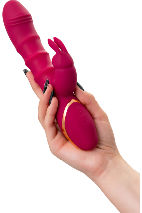 JOS Tenty Hareketli Halkalı Titreşimli Tavşan Vibratör – Bordo, 23,5 cm