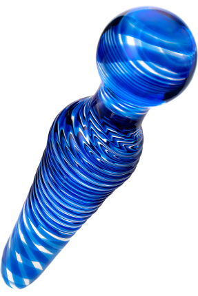 Double-sided glass dildo, blue, 17 cm