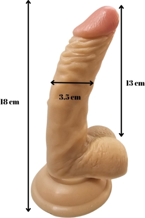 Gerçekçi Testisli Dildo Eğik 18 cm