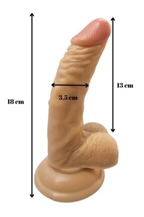 Gerçekçi Testisli Dildo Eğik 18 cm