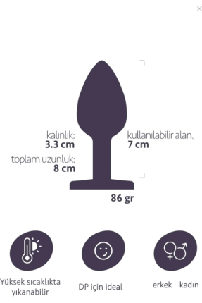 Paslanmaz Çelik Anal Plug Tıkaç Beyaz Taşlı