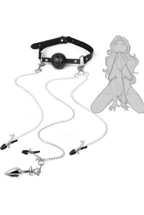 4’ü 1 Arada Bondage Seti – Gag, Klipsler ve Anal Plug Zincir