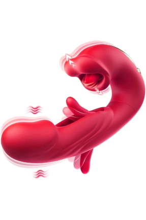 3’ü 1 Arada G Noktası ve Klitoris Vibratörü – Dil ve Emme Fonksiyonlu, Silikon Stimülatör