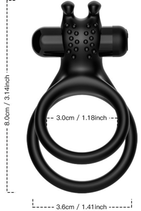 Double-Ring Magnetic Rechargeable Penis and Testicle Ring – with Clitoral Stimulator, Specially Designed for Couples.