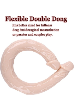 Çift Taraflı Dildo 40 cm – Gerçekçi Dokulu Ten Renk