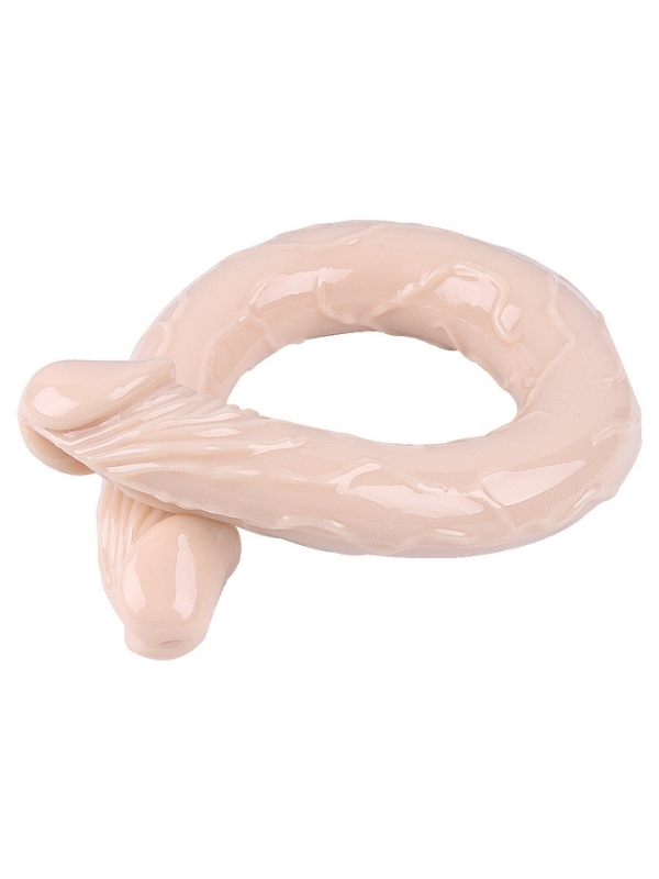 Çift Taraflı Dildo 40 cm – Gerçekçi Dokulu Ten Renk - Image 4