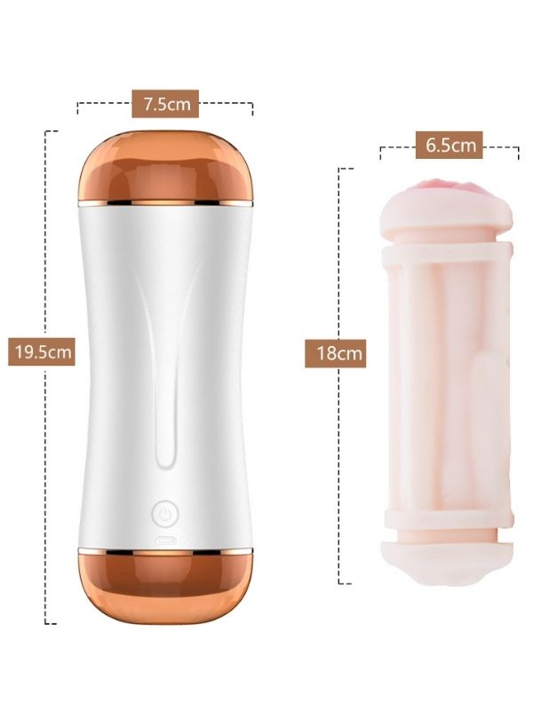 Çift Taraflı Şarjlı Titreşimli Mastürbatör – Vajina & Ağız | 10 Modlu Güçlü Titreşim | Su Geçirmez - Görsel 2