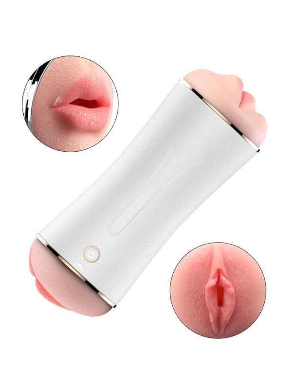 Çift Taraflı Şarjlı Titreşimli Mastürbatör – Vajina & Ağız | 10 Modlu Güçlü Titreşim | Su Geçirmez - Görsel 3