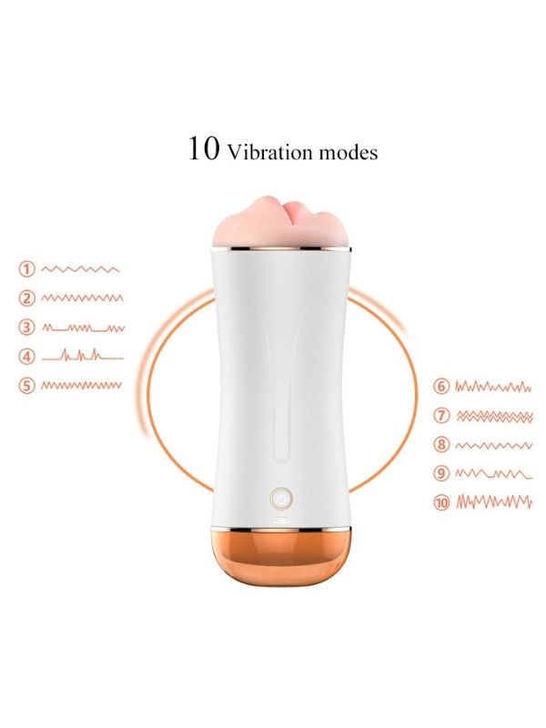 Çift Taraflı Şarjlı Titreşimli Mastürbatör – Vajina & Ağız | 10 Modlu Güçlü Titreşim | Su Geçirmez - Görsel 4