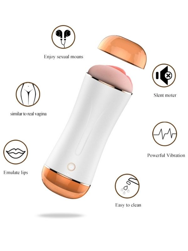 Çift Taraflı Şarjlı Titreşimli Mastürbatör – Vajina & Ağız | 10 Modlu Güçlü Titreşim | Su Geçirmez - Görsel 5