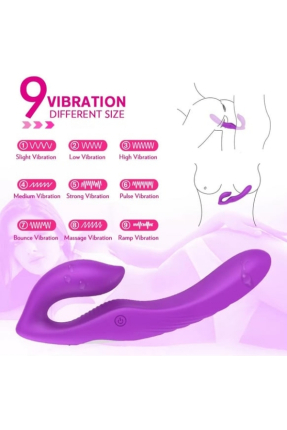 Çift Titreşim Motorlu Strapless Giyilebilir Çift Taraflı Vibratör – 180° Bükülebilir