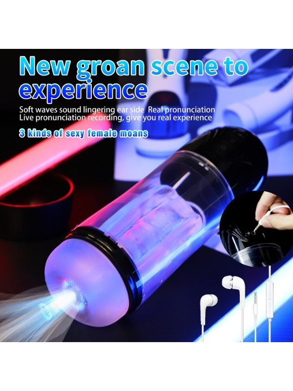 İnleme Sesli ve Titreşimli Otomatik Modern Suni Vajina Mastürbatör – 7 Modlu Dönebilen, USB Şarjlı - Görsel 5