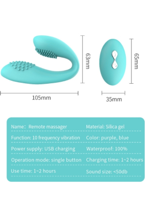 Remote Controlled Ribbed Clitoris and G-Spot Stimulator Dual Vibrator