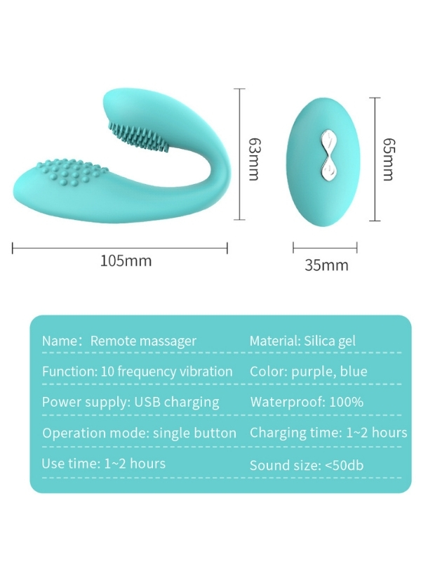 Kablosuz Kumandalı Tırtıklı Klitoris ve G-Spot Uyarıcı 2 in 1 Çift C Vibratör - Görsel 2