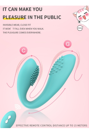 Remote Controlled Ribbed Clitoris and G-Spot Stimulator Dual Vibrator