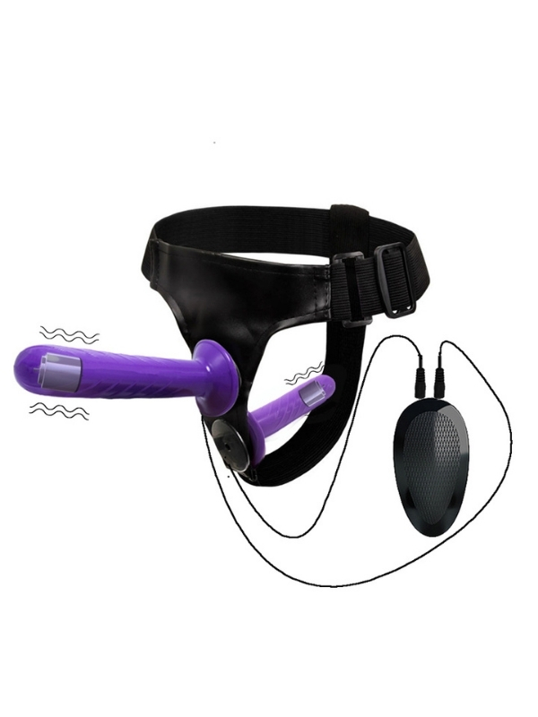 Double Dong Titreşimli Belden Bağlamalı Çift Taraflı Dildo Vibratör - Görsel 4