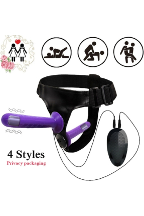 Double Dong Titreşimli Belden Bağlamalı Çift Taraflı Dildo Vibratör